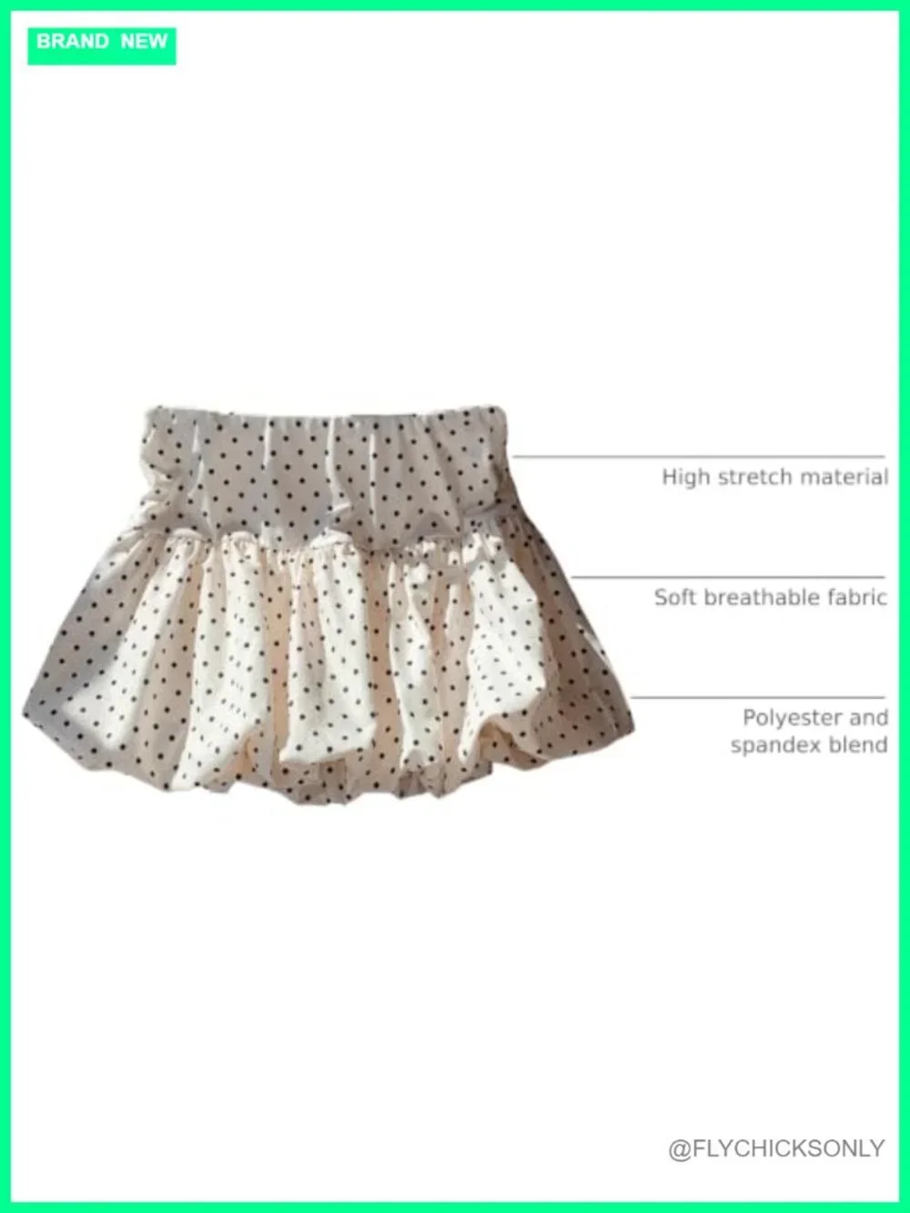 Polka Dot Bubble Skirt Low Waist Mini with Ruffle Hem High Stretch